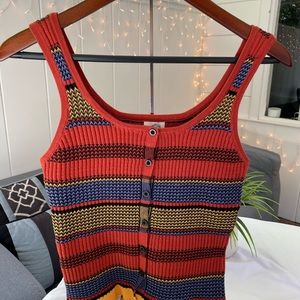 NWT Francesca Madie Button Front Knit Tank Top Multicolor Small